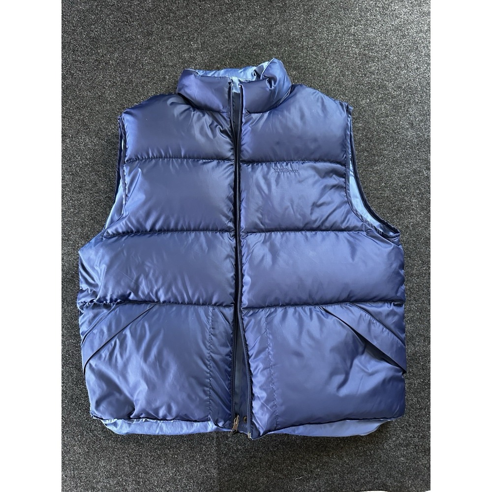 LL Bean Mens Reversible Goose Down Puffer Vest Navy Blue XL 0VC66